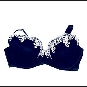Adore Me 44G Black Nude Lace Trim Bra Underwire!